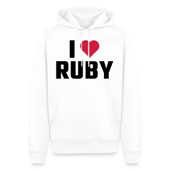 Ich liebe RUBIN - Männer Premium Bio Hoodie - Weiß - Vorne - Nico (187cm)