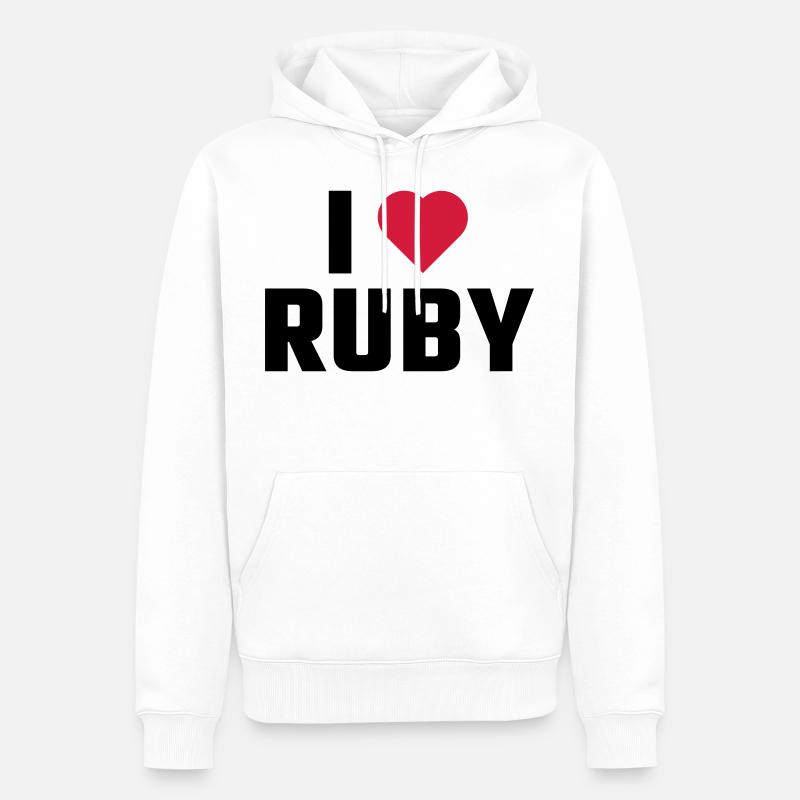J'adore RUBY - Sweat à capuche Premium bio Homme - blanc
