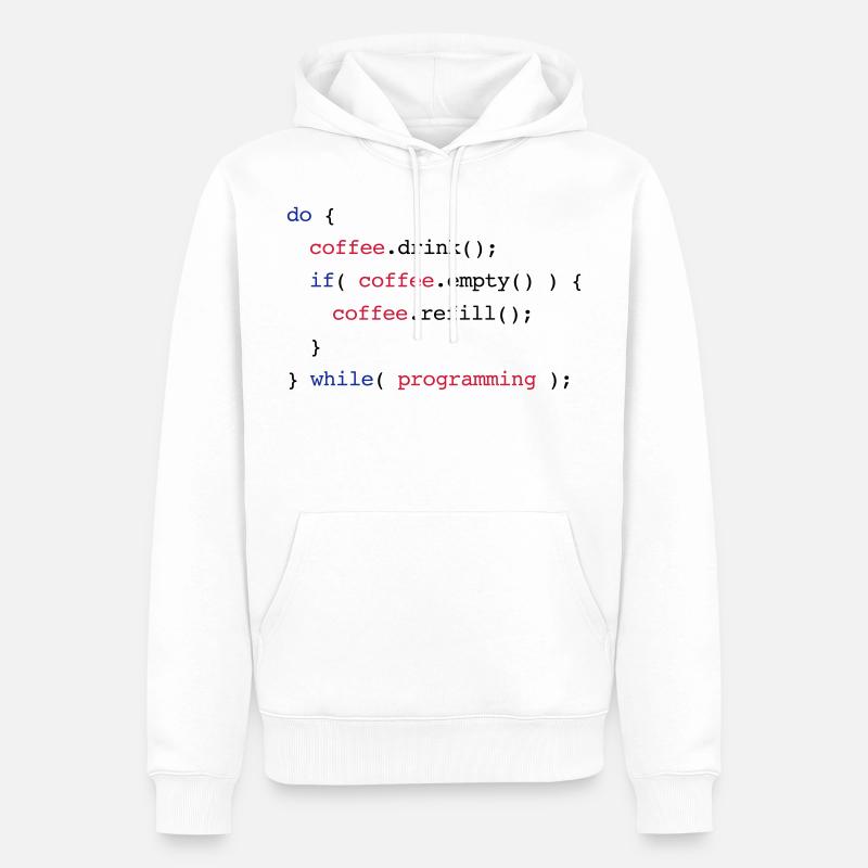 Code Coffee Refill Programming - Men’s Premium Organic Hoodie - white