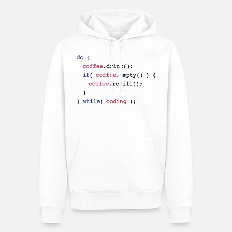 Code Coffee Refill Codierung - Männer Premium Bio Hoodie - Weiß