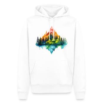 Nature Aventure Nature Montagnes Forêt Arbres Colorés - Sweat à capuche Premium bio Homme - blanc - Devant - Nico (187cm)