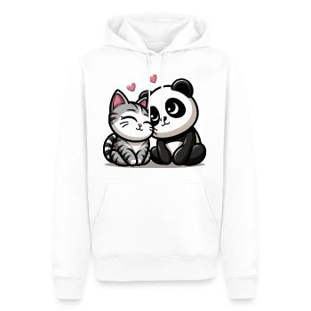 Cuddling Cat And Panda In Love - Männer Premium Bio Hoodie - Weiß - Vorne - Nico (187cm)