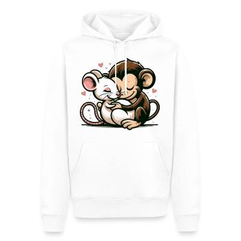 Cuddling Monkey And Mouse In Love - Men’s Premium Organic Hoodie - white - Front - Nico (187cm)