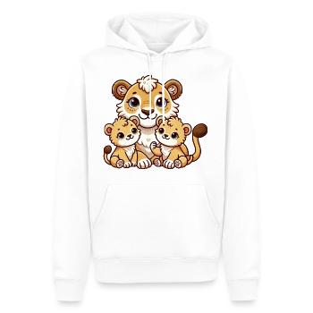 Mère lion aimante avec deux enfants mignons 2 - Sweat à capuche Premium bio Homme - blanc - Devant - Nico (187cm)
