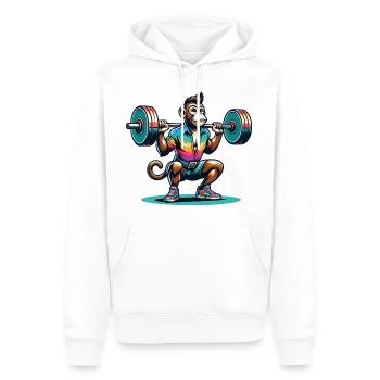 Cool Monkey Squatting In The Gym - Männer Premium Bio Hoodie - Weiß - Vorne - Nico (187cm)