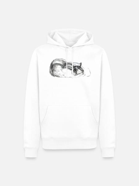 Katze schlafend - Männer Premium Bio Hoodie - Weiß