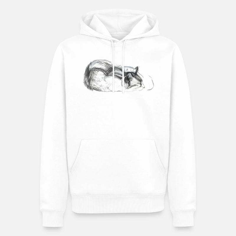 Katze schlafend - Männer Premium Bio Hoodie - Weiß