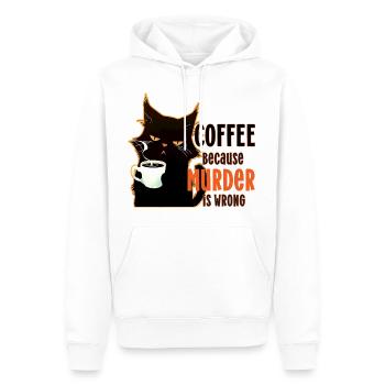 Coffee because murder is wrong cat Katze Kaffee - Men’s Premium Organic Hoodie - white - Front - Nico (187cm)