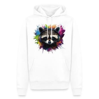 Raccoon Headphones Music Colorful Animal - Men’s Premium Organic Hoodie - white - Front - Nico (187cm)