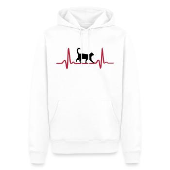 Cat & Heartbeat, Heart - Sweat à capuche Premium bio Homme - blanc - Devant - Nico (187cm)