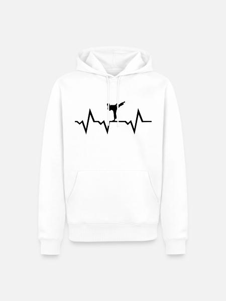 Martial Arts & Heartbeat - Sweat à capuche Premium bio Homme - blanc
