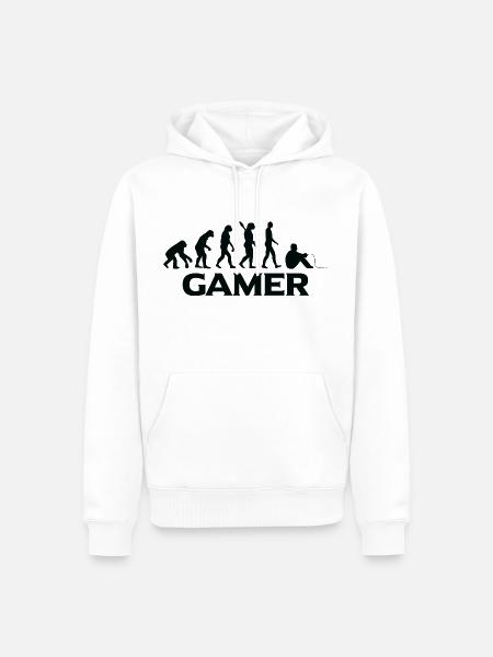 evolution GAMER ZOCKER ZOCKEN bt - Männer Premium Bio Hoodie - Weiß