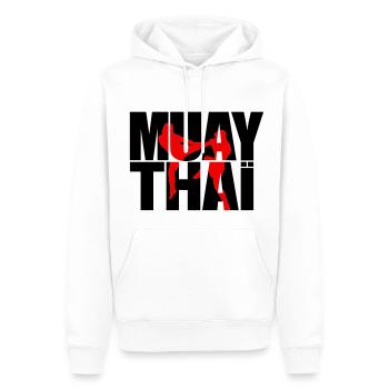 Muay thai logo full Boxe thailandaise - Sweat à capuche Premium bio Homme - blanc - Devant - Nico (187cm)