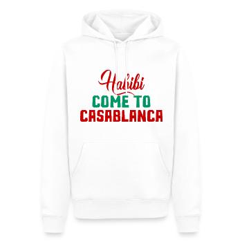 Habibi kommt nach Casablanca - Männer Premium Bio Hoodie - Weiß - Vorne - Nico (187cm)