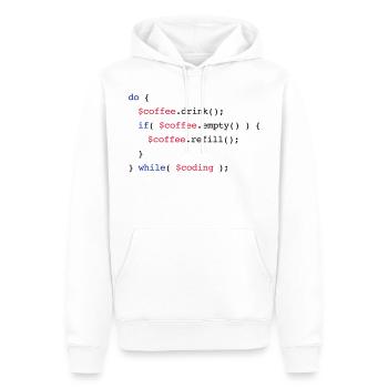 Code Coffee Refill Coding v2 - Männer Premium Bio Hoodie - Weiß - Vorne - Nico (187cm)