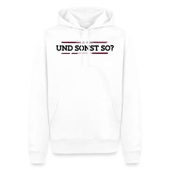 Und sonst so? - Männer Premium Bio Hoodie - Weiß - Vorne - Nico (187cm)