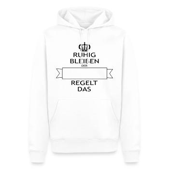 Ruhig bleibe,der...regelt - Männer Premium Bio Hoodie - Weiß - Vorne - Nico (187cm)