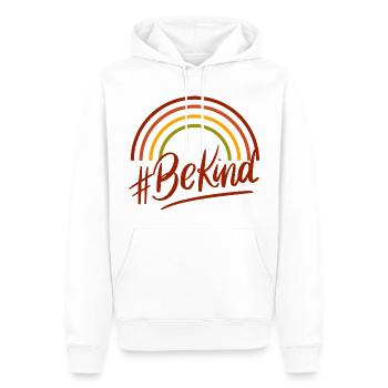 BeKind Rainbow Script Tee - Männer Premium Bio Hoodie - Weiß - Vorne - Nico (187cm)