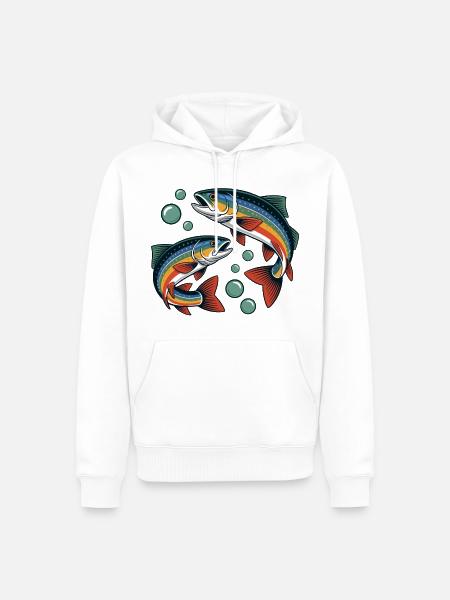Forellen-Paar im Sprung - Männer Premium Bio Hoodie - Weiß