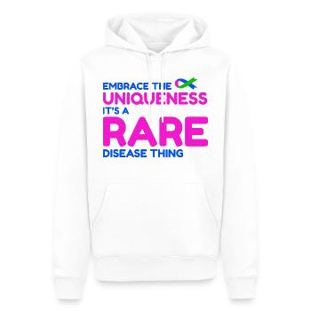 Une maladie rare unique en son genre : sensibiliser le public - Sweat à capuche Premium bio Homme - blanc - Devant - Nico (187cm)