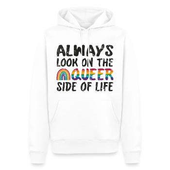 Toujours regarder du côté queer de la vie - Sweat à capuche Premium bio Homme - blanc - Devant - Nico (187cm)