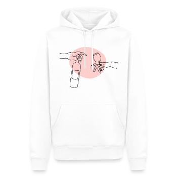 Bouteille de vin et verre à vin graphique cadeau - Sweat à capuche Premium bio Homme - blanc - Devant - Nico (187cm)