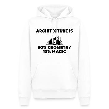 Architecture Funny🏰 : 90% Géométrie, 10% Magie - Sweat à capuche Premium bio Homme - blanc - Devant - Nico (187cm)
