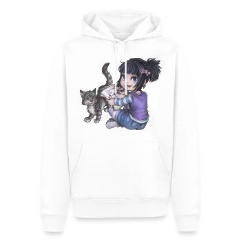 Niedliches Chibi Girl Mädchen mit Katze Gothic Fan - Männer Premium Bio Hoodie - Weiß - Vorne - Nico (187cm)