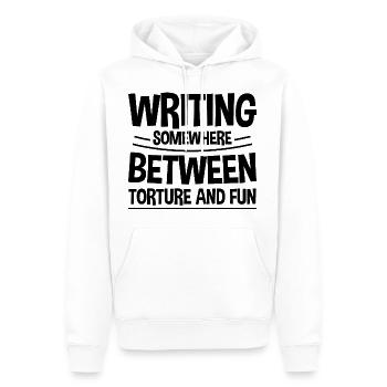Writing, Somewhere Between Torture And Fun 2 - Männer Premium Bio Hoodie - Weiß - Vorne - Nico (187cm)