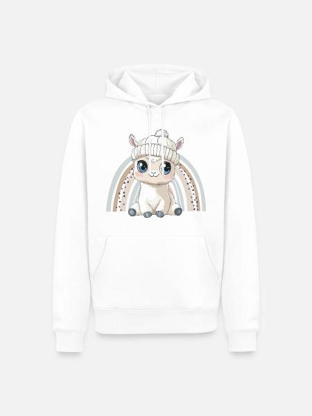 Alpaka Süß Niedlich Baby Kinder Tier Lama Cartoon - Männer Premium Bio Hoodie - Weiß