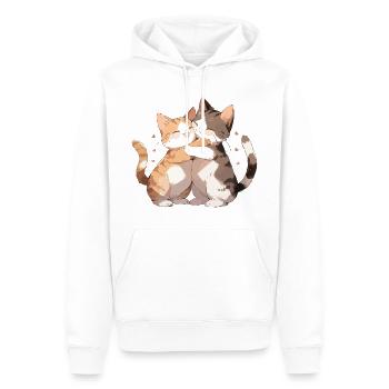 Chats, Amour, Câlin, Câlin, Coeur, Mignon, Mignon - Sweat à capuche Premium bio Homme - blanc - Devant - Nico (187cm)
