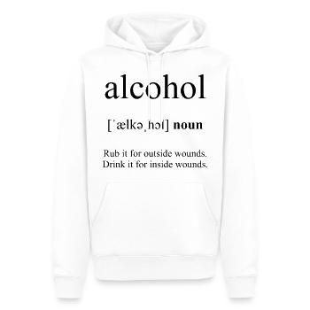 Dictionnaire de définition de l’alcool (Alkohol) - Sweat à capuche Premium bio Homme - blanc - Devant - Nico (187cm)