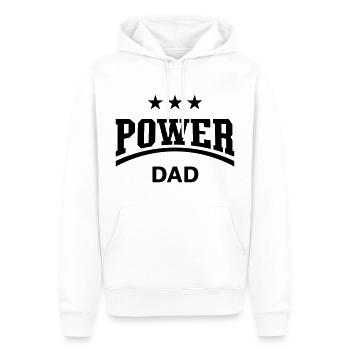 Power Dad (Papa / Papi / Vater / Vatertag / Black) - Männer Premium Bio Hoodie - Weiß - Vorne - Nico (187cm)
