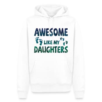 Génial comme mes 2 filles avec des empreintes de pas - Sweat à capuche Premium bio Homme - blanc - Devant - Nico (187cm)