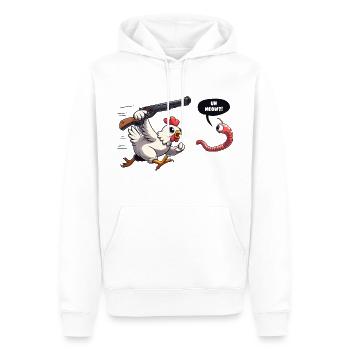Euh MIAOU Drôle de ver chat poulet disant - Sweat à capuche Premium bio Homme - blanc - Devant - Nico (187cm)