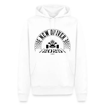 Nouveau conducteur 2025 (Permis de conduire / Noir) - Sweat à capuche Premium bio Homme - blanc - Devant - Nico (187cm)