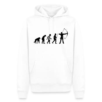 BOGENSCHIESSEN EVOLUTION! - Männer Premium Bio Hoodie - Weiß - Vorne - Nico (187cm)