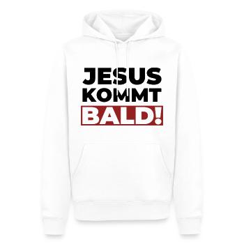 Jesus Christus kommt bald - Christliches Shirt - Männer Premium Bio Hoodie - Weiß - Vorne - Nico (187cm)