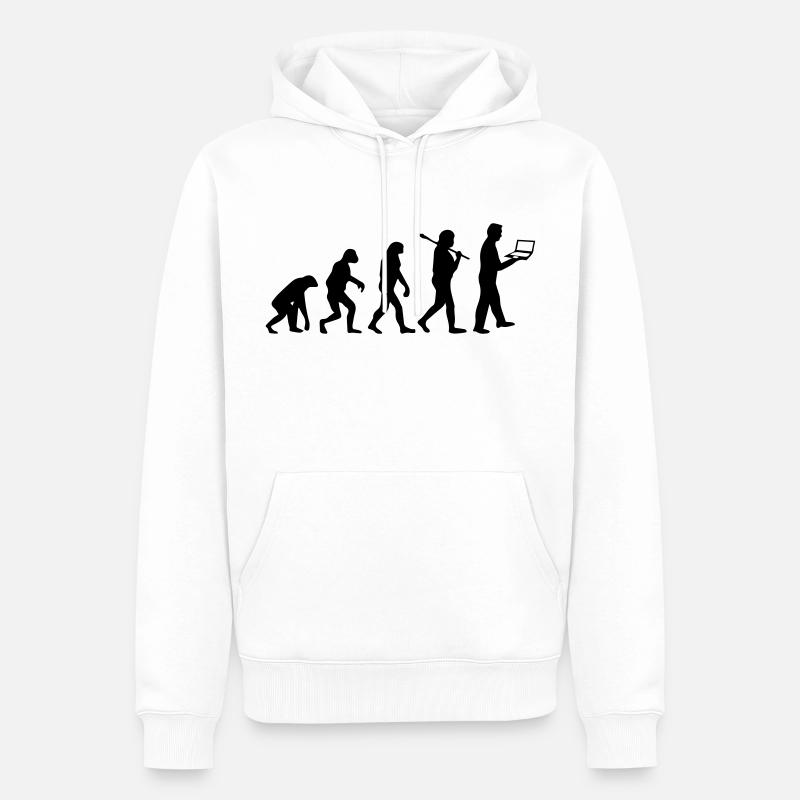 NERD EVOLUTION - Sweat à capuche Premium bio Homme - blanc