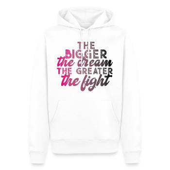 The bigger the dream the greater the fight - Männer Premium Bio Hoodie - Weiß - Vorne - Nico (187cm)