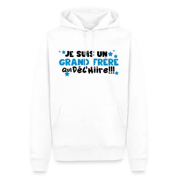 je suis un grand frère qui déchire - Sweat à capuche Premium bio Homme - blanc - Devant - Nico (187cm)