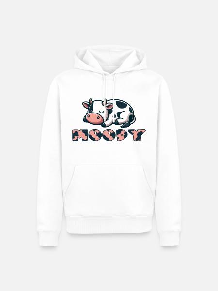 Moody Cow Lover Funny Grumpy Person Gift Quote - Men’s Premium Organic Hoodie - white