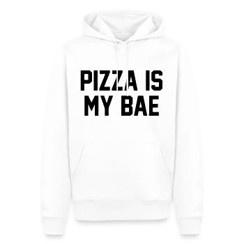 Pizza zitieren Pizza ist mein Bae - Männer Premium Bio Hoodie - Weiß - Vorne - Nico (187cm)