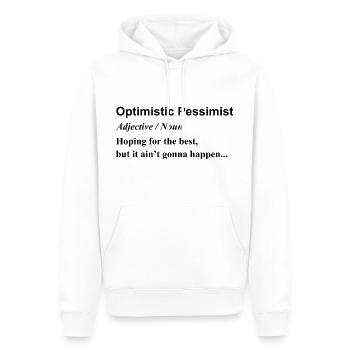 Optimist pessimistische Grafik - Männer Premium Bio Hoodie - Weiß - Vorne - Nico (187cm)