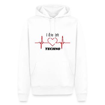 I live For Techno - Sweat à capuche Premium bio Homme - blanc - Devant - Nico (187cm)