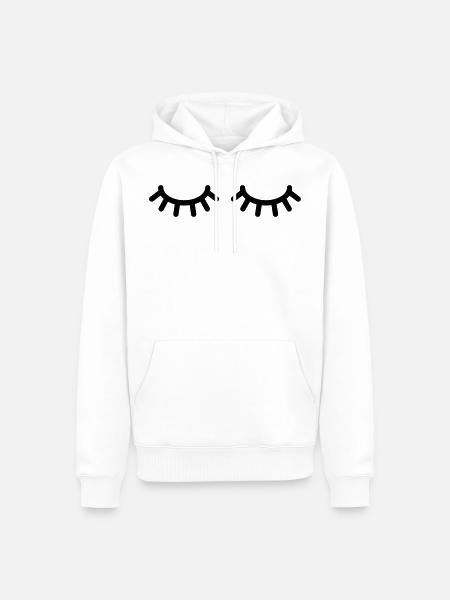 Eyelashes Strumming - Sleepy Eyes - Men’s Premium Organic Hoodie - white