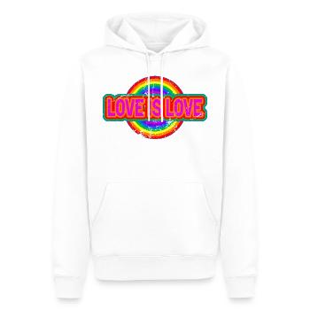 L’amour est l’amour L’orgueil l’égalité l’amour - Sweat à capuche Premium bio Homme - blanc - Devant - Nico (187cm)