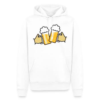 Maßkrüge Stoßen An Mit Hand! (Bier / Bierkrüge 3C) - Männer Premium Bio Hoodie - Weiß - Vorne - Nico (187cm)