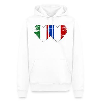 Italie France Drapeau Coeur utilisé - Sweat à capuche Premium bio Homme - blanc - Devant - Nico (187cm)