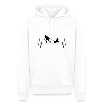 Luge, battement de cœur, luge, sports d’hiver - Sweat à capuche Premium bio Homme - blanc - Devant - Nico (187cm)